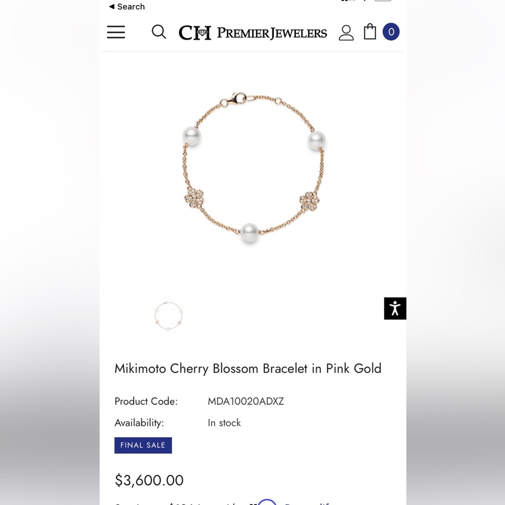 Mikimoto 18k gold pearl and Diamond bracelet